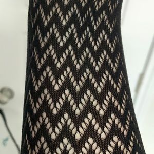 Women's Black Chevron Fishnet Stockings Size 10